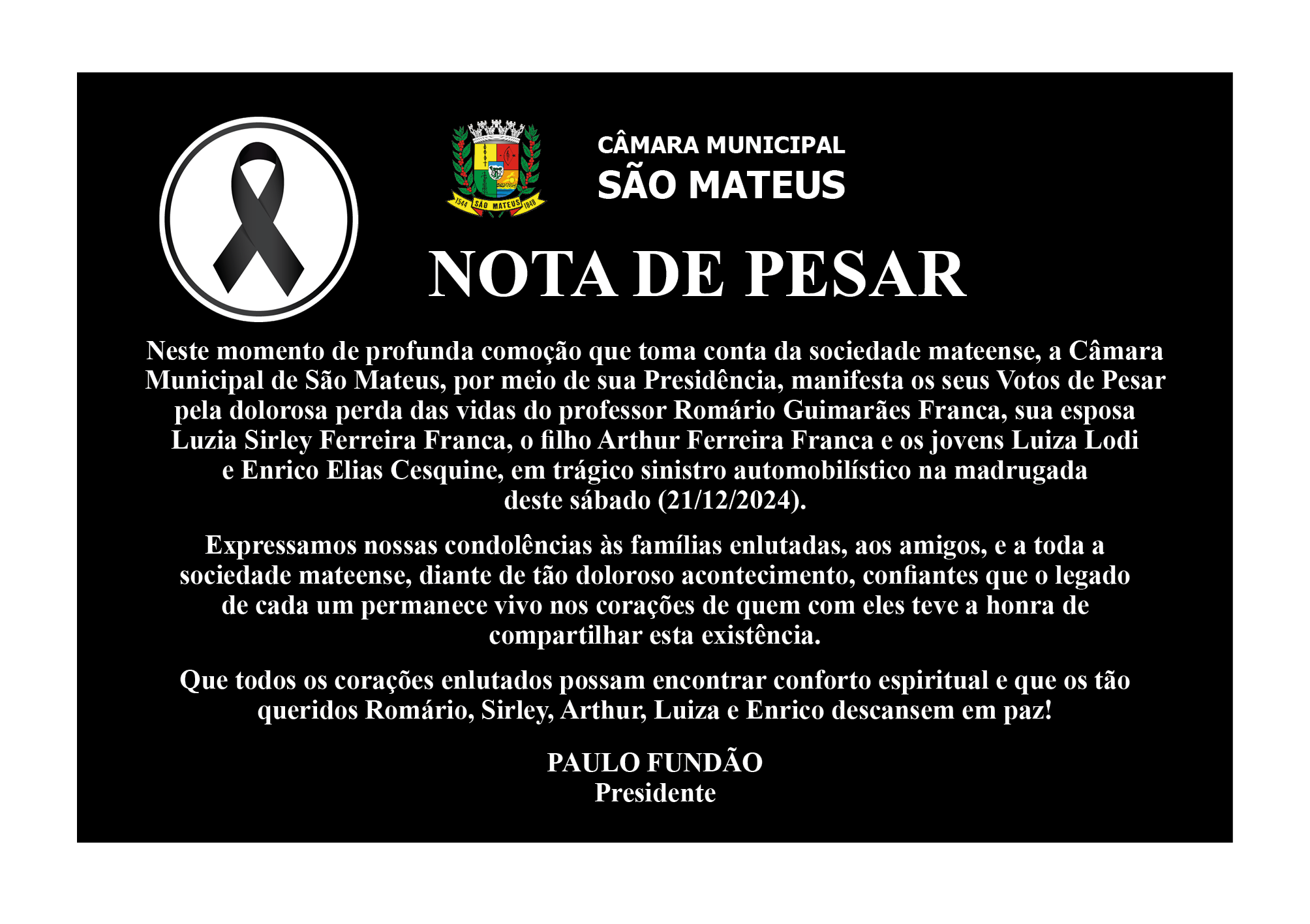 NOTA DE PESAR